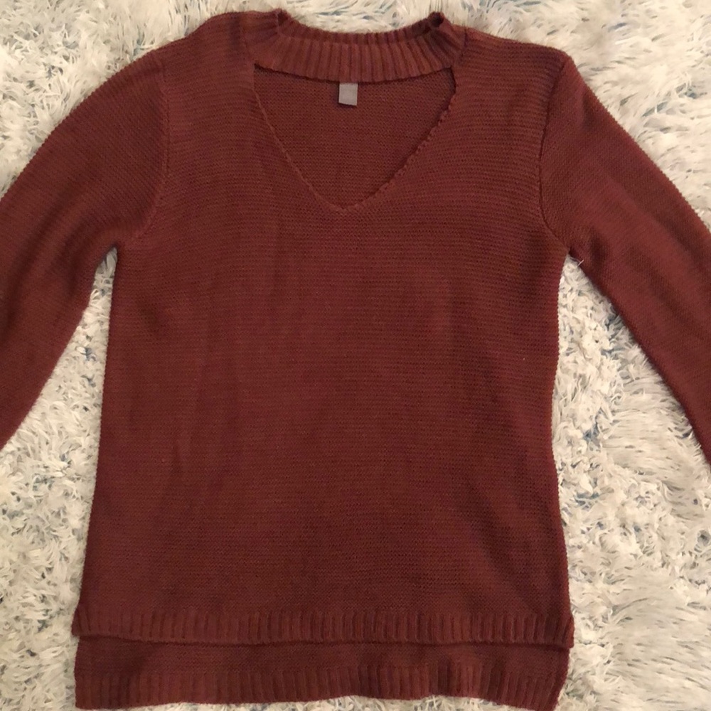 V Neck Cut Out Sweater